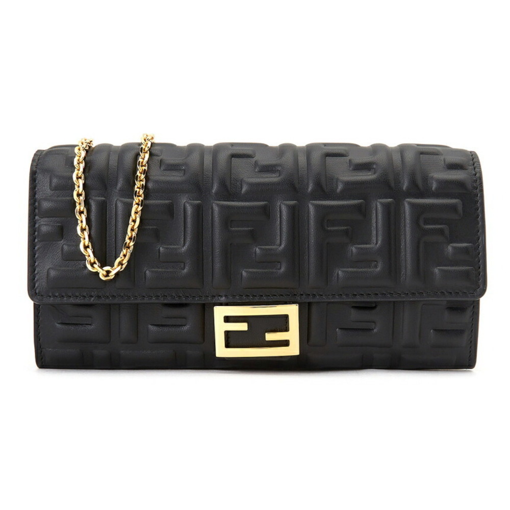 Fendi Baguette Continental Crossbody chain Bag Black